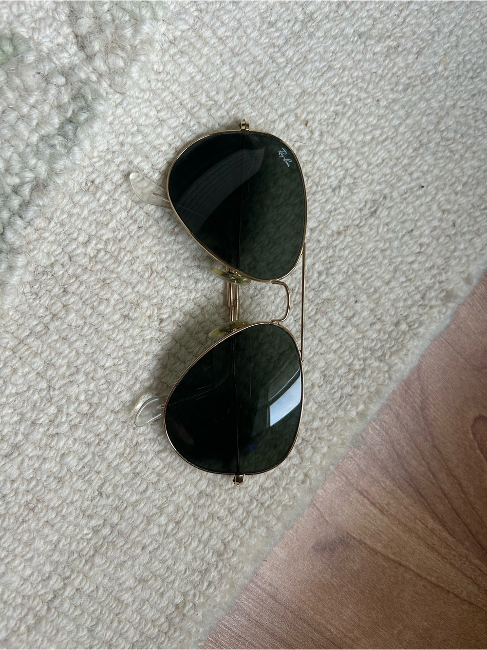 Ray-Ban Gold Frame Black/Green Lens Aviator Sunglasses